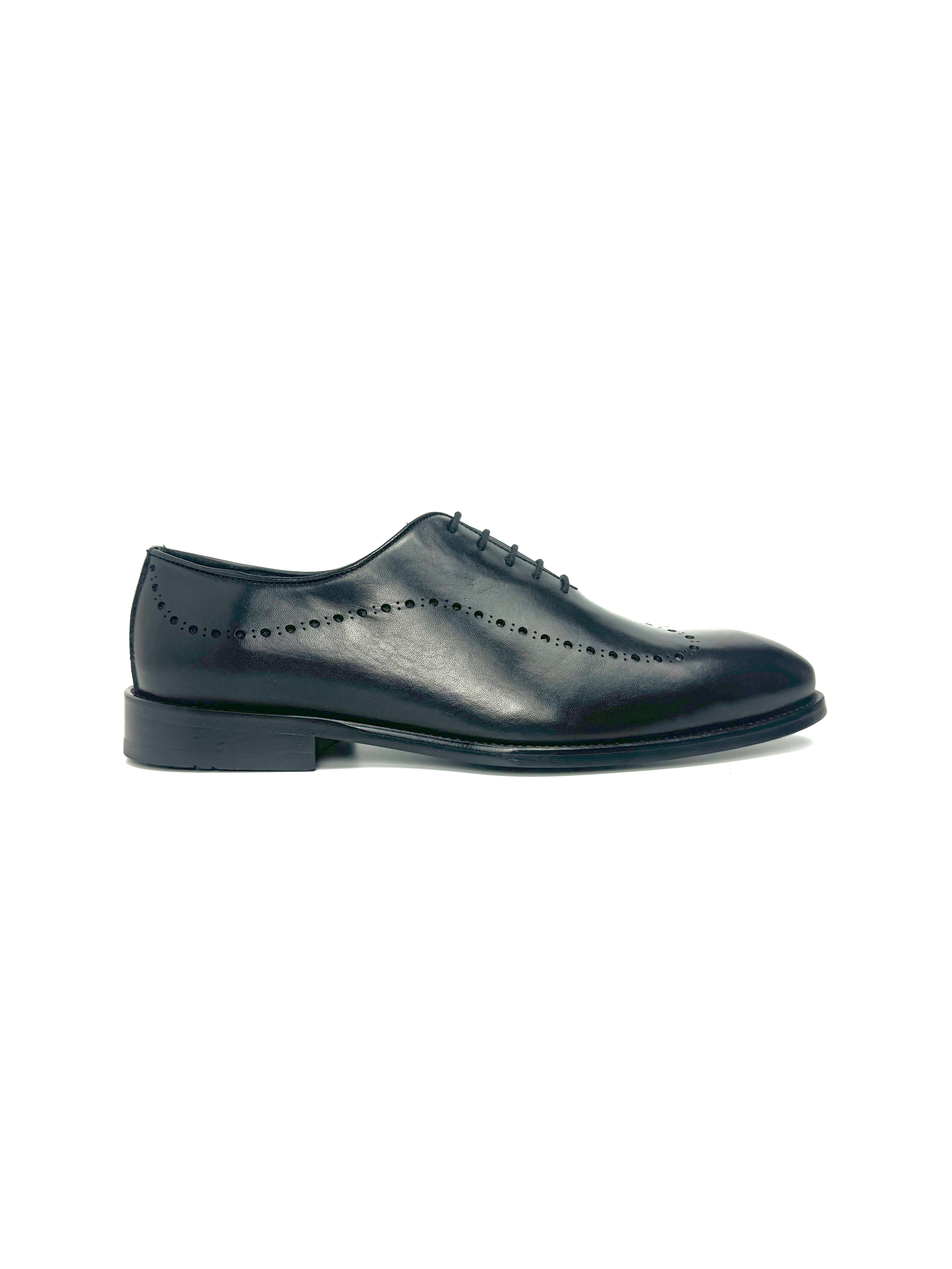 Silingech Perforated Black Calf Leather Oxford Shoes