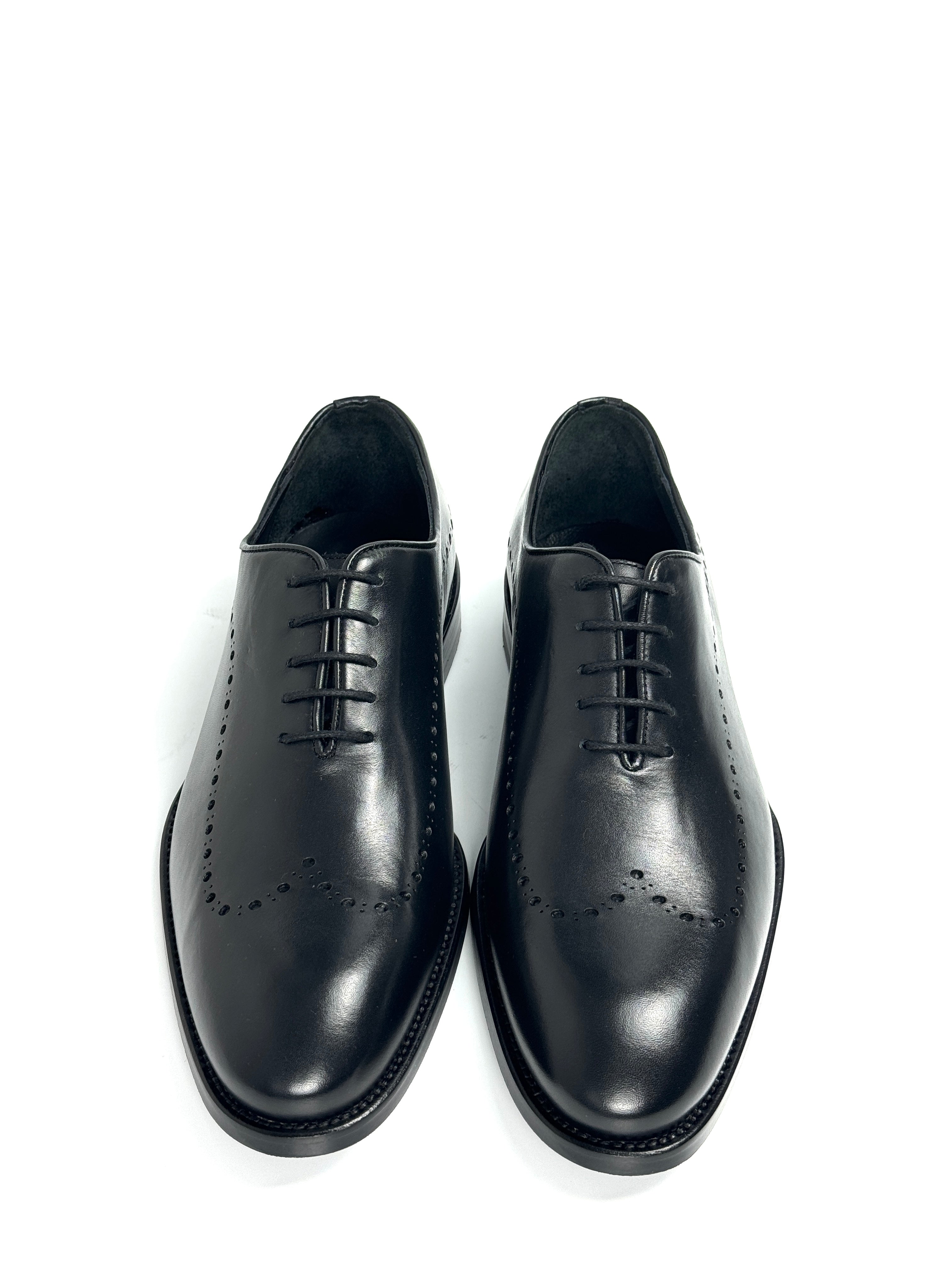 Silingech Perforated Black Calf Leather Oxford Shoes