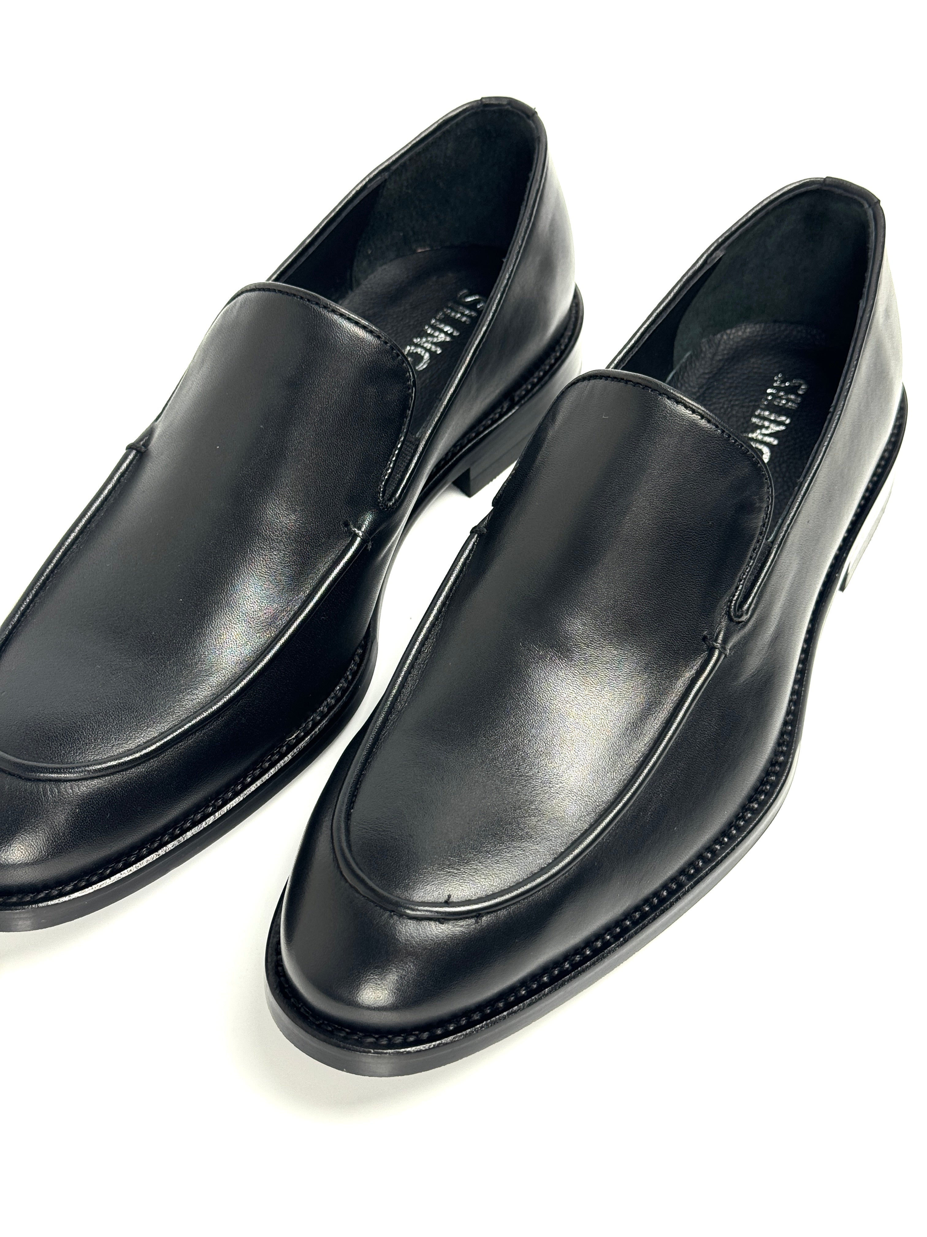 Silingech Classic Black Calf Leather Loafers