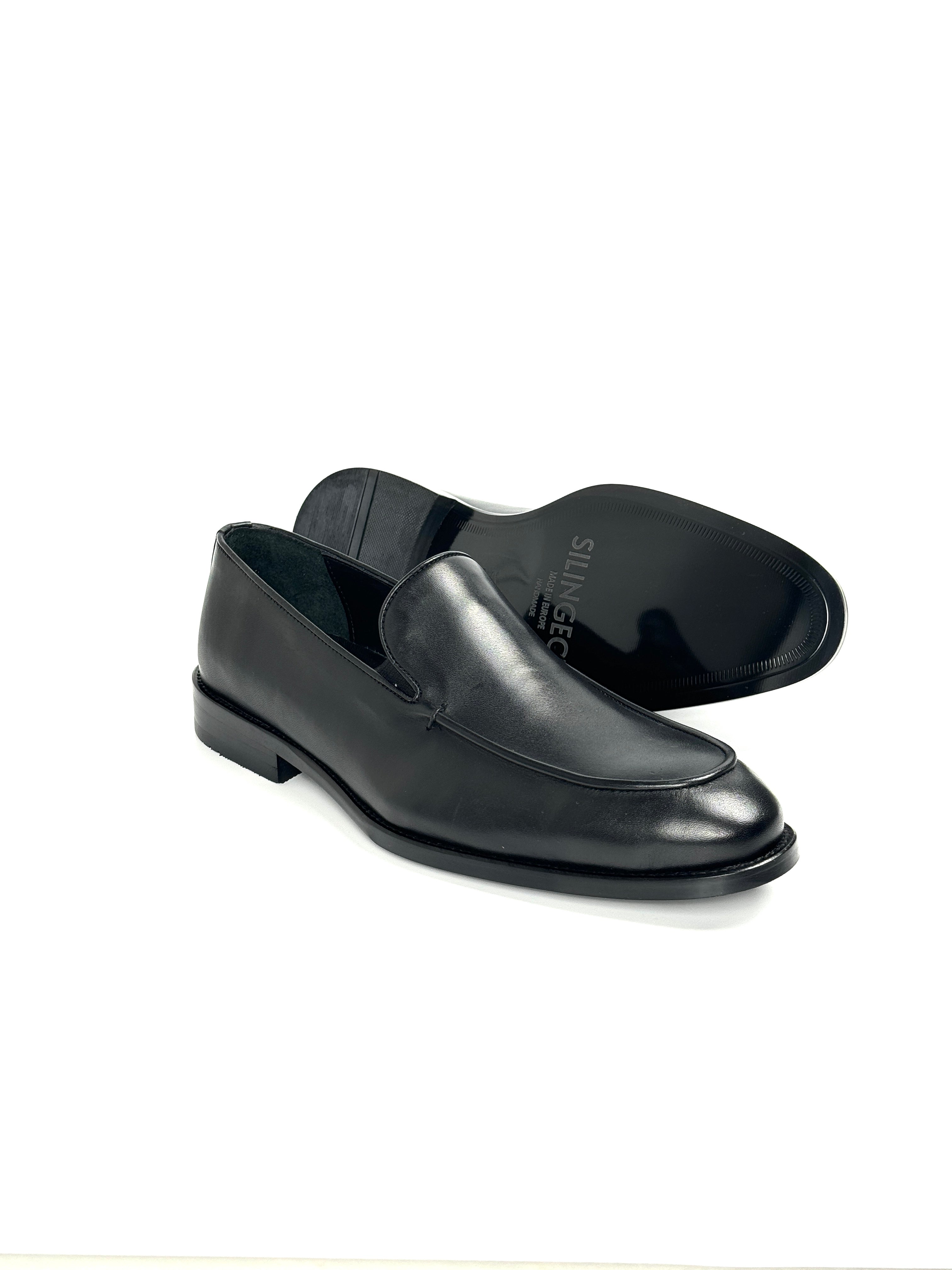 Silingech Classic Black Calf Leather Loafers